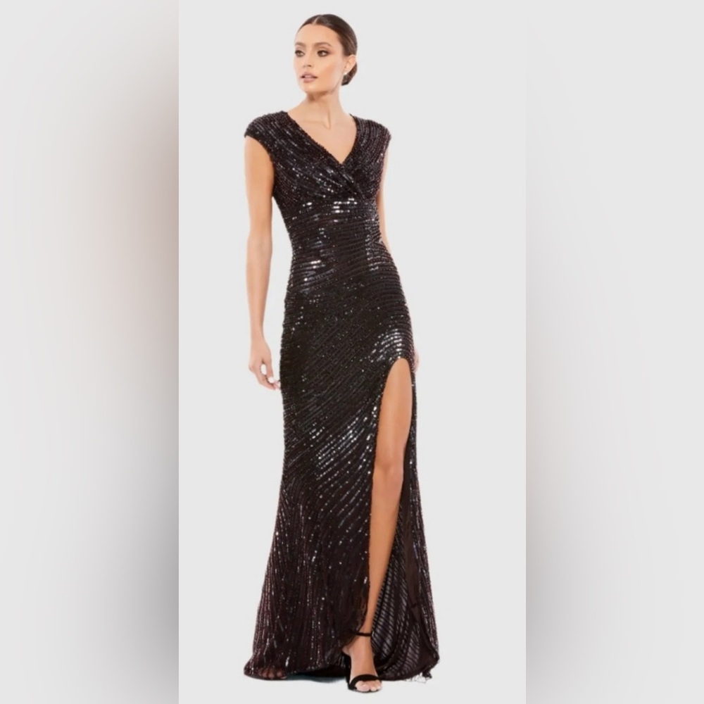 MacDuggal Sequin Gown with Slit
